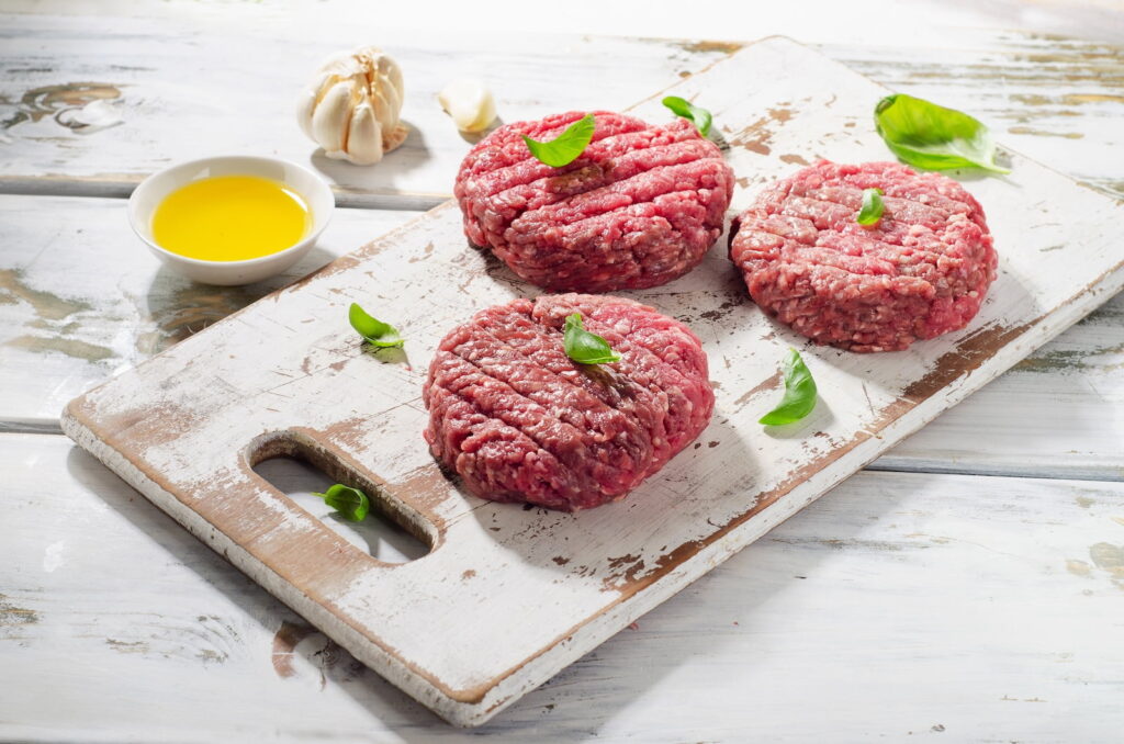 Raw Ground beef Burger steak patties